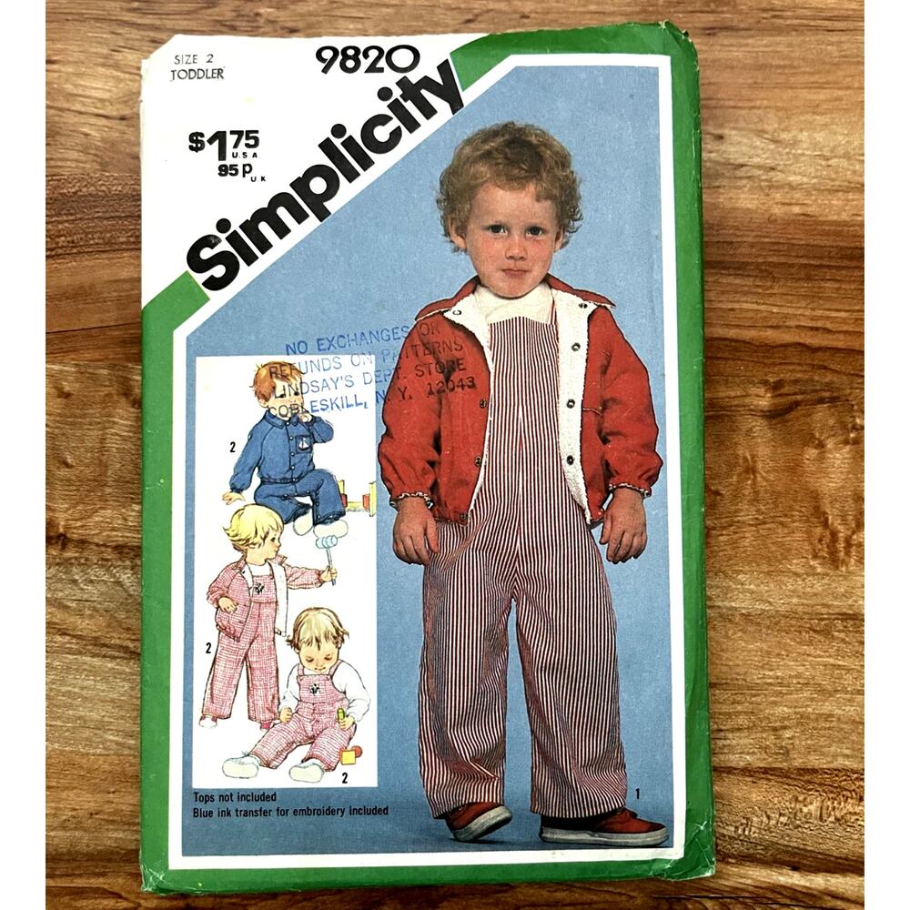 Vintage 1980s Simplicity 9820 Sewing Pattern Size 2 Overalls Jacket COMPLETE